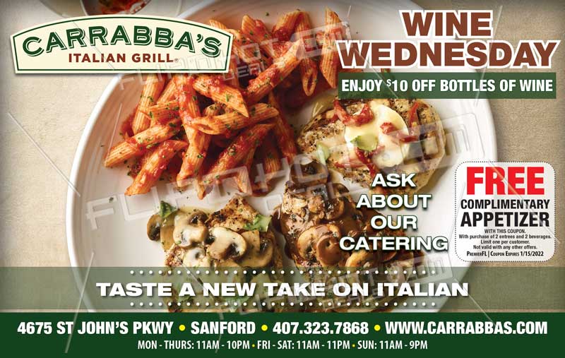 Carrabbas Italian Grill Premier FL Magazine Local Coupons Deals and