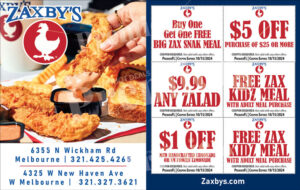 Zaxbys Melbourne Coupons