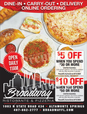 Broadway Ristorante And Pizzeria Altamonte Coupons