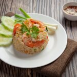 American Shrimp Fried Rice served with Chili Fish Sauce Thai Food.
